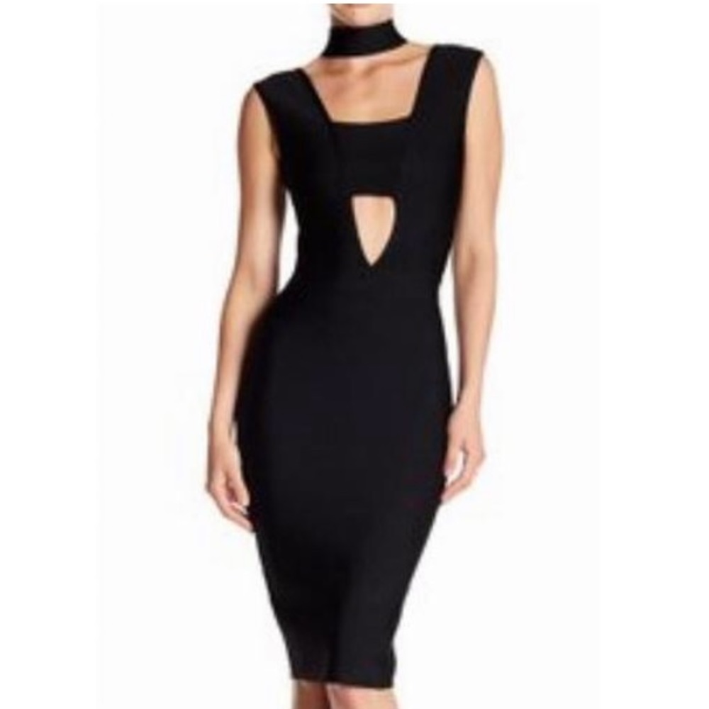 NWT black bodycon formal dress with choker detail